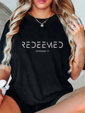 Ephesians 1:7 Christian Tee - Redemption Redeemed Graphic, 100% Cotton Short Sleeve Daily Wear