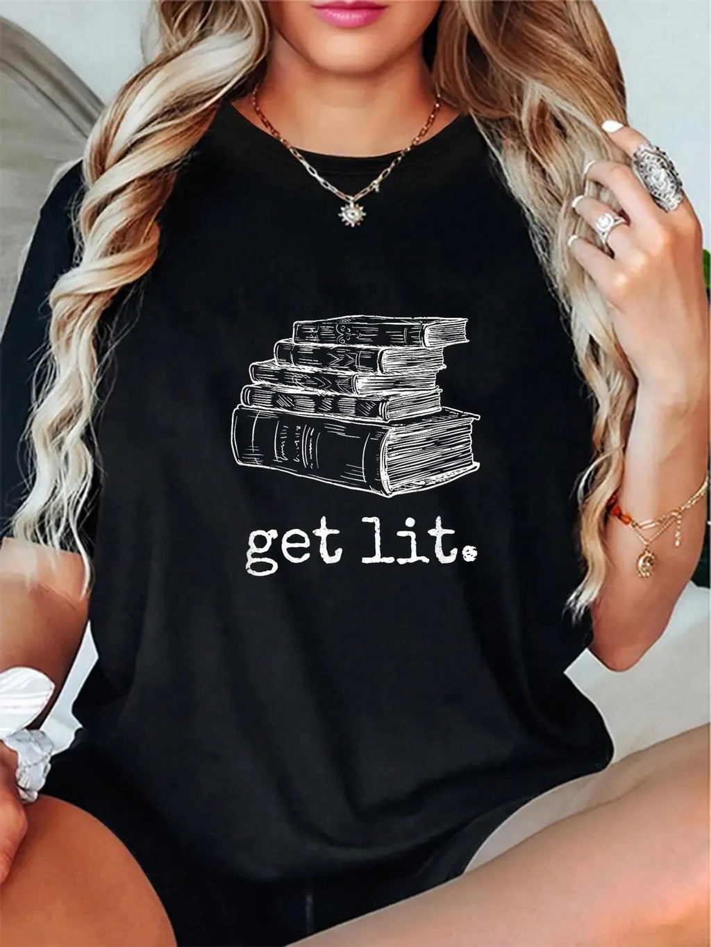 Soft 100% Cotton Crew Neck Tee Humorous Book Lover Slogan Print Lightweight Comfort Casual Reading Top