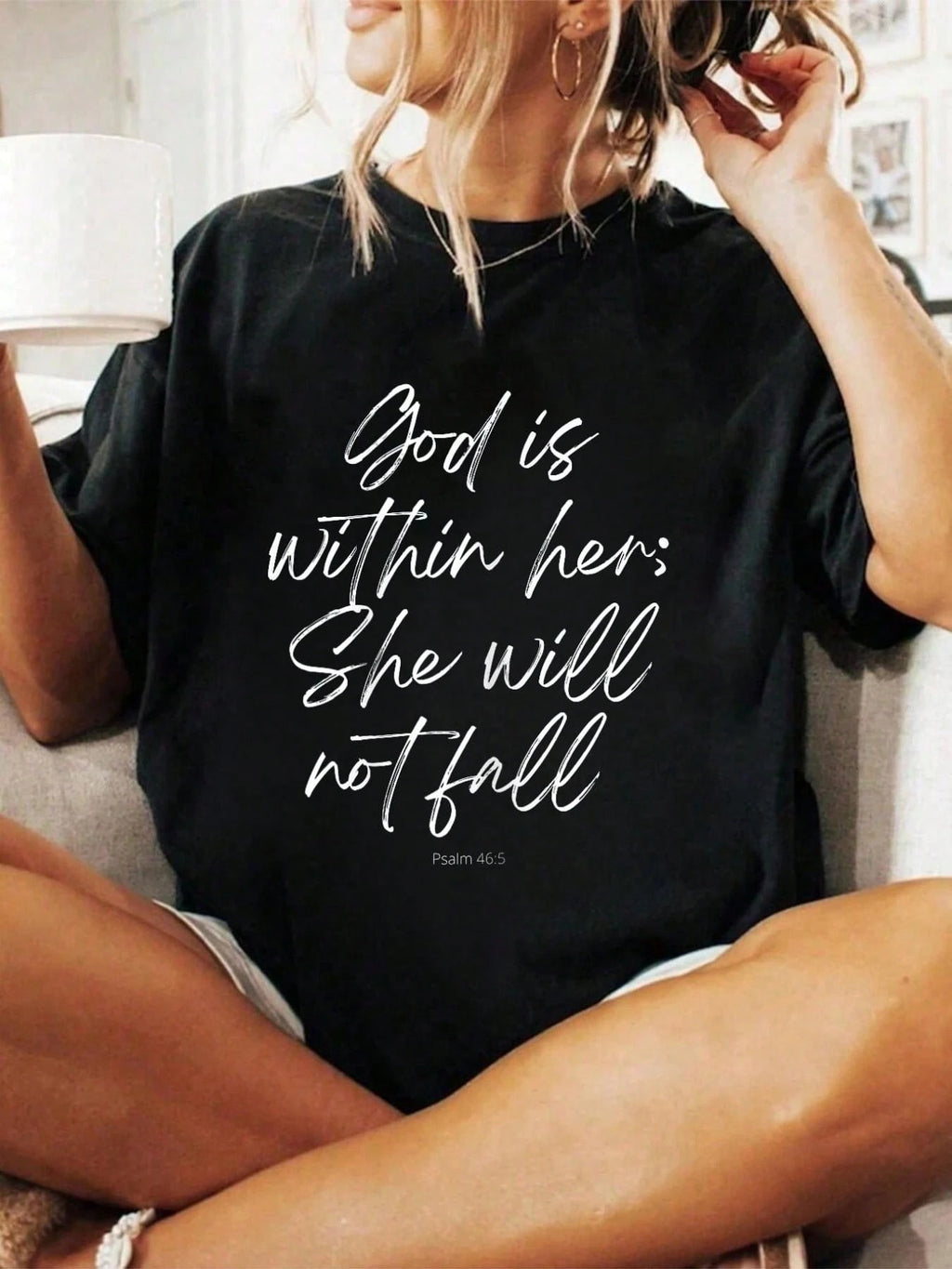 God Is Within Her Faith Tee - 100% Cotton Unisex Top, Soft Breathable Classic Style for Daily Summer Outfits