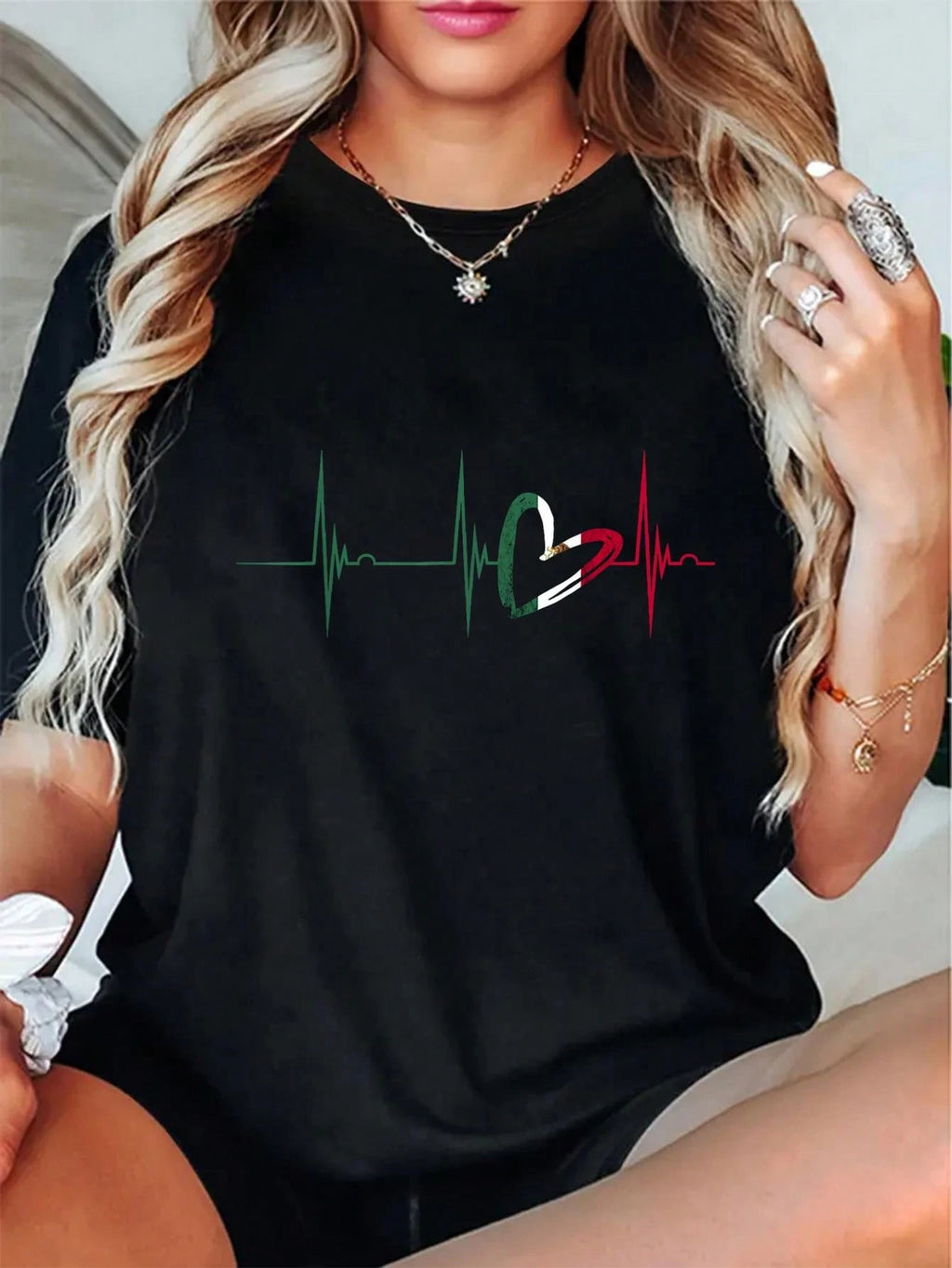 Mexico Heartbeat Graphic Tee - Mexican Roots Design, 100% Cotton Casual Daily Wear Top