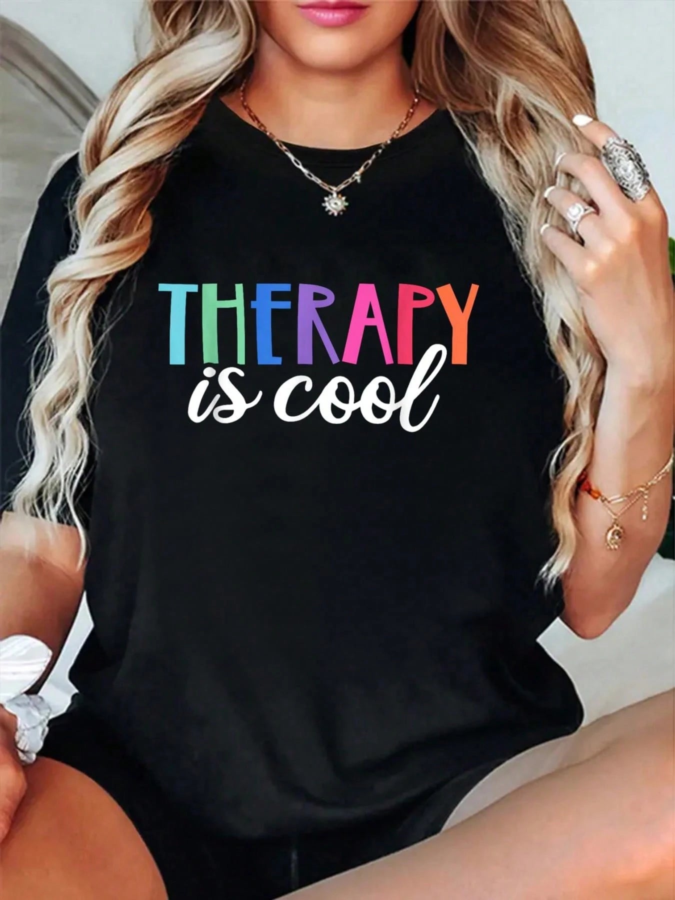Soft 100% Cotton Crew Neck Tee Self Care Mental Health Awareness Graphic Comfort Daily Casual Short Sleeve Top