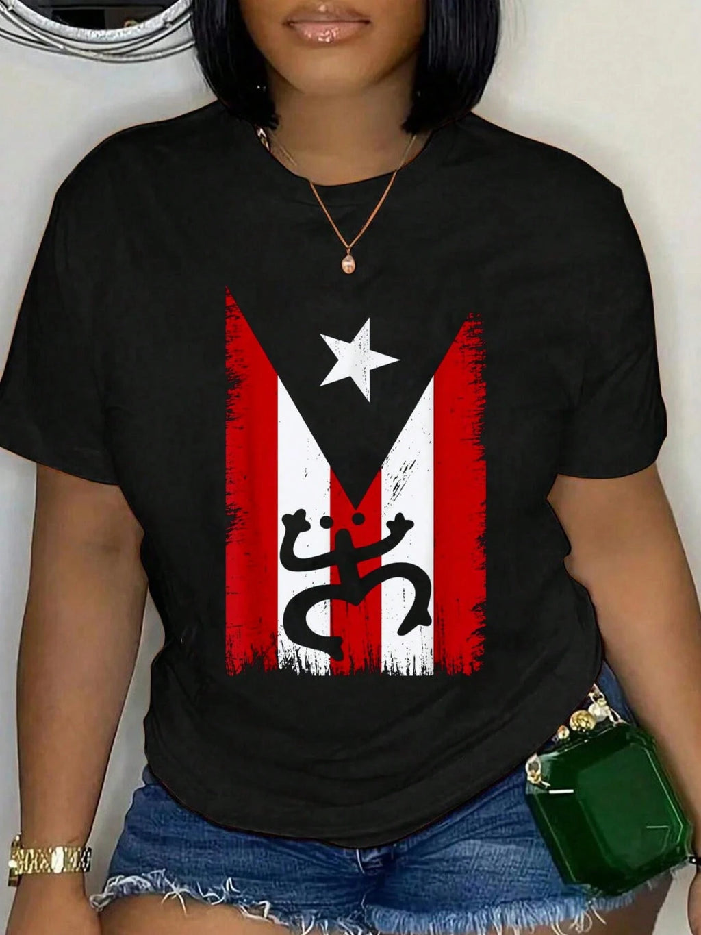 Soft Retro Cotton Crew Neck Tee Classic Puerto Rican Flag Print Comfort Daily Top For Boricua Men Women