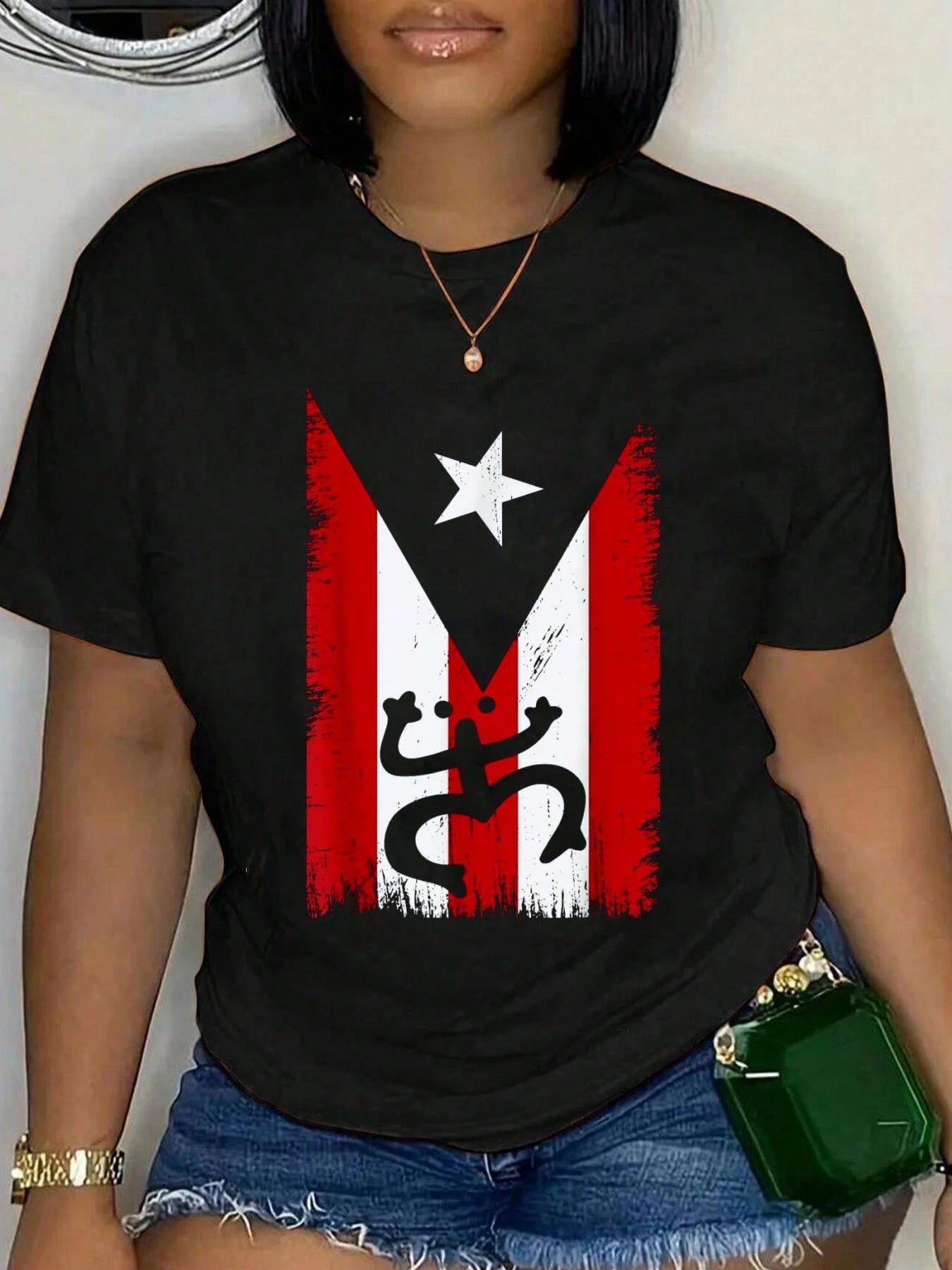 Soft Retro Cotton Crew Neck Tee Classic Puerto Rican Flag Print Comfort Daily Top For Boricua Men Women