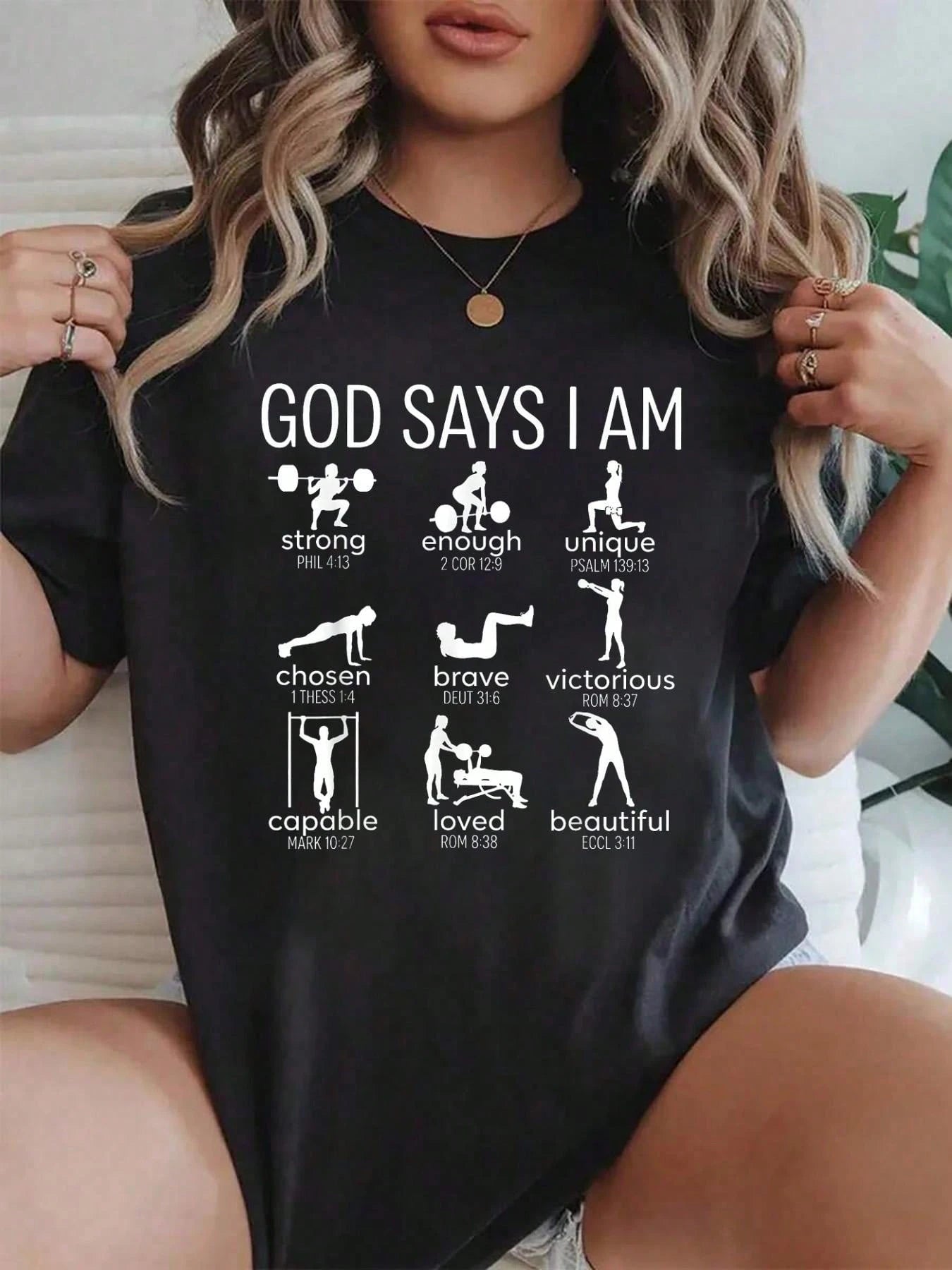 I Sought the Lord Faith T-Shirt, Womens Loose Fit Crew Neck, Soft Comfortable Cotton Blend Short Sleeve - Stylish Gift for Mothers Day, Easter, Birthdays, Casual Wear and Special Occasions（副本）
