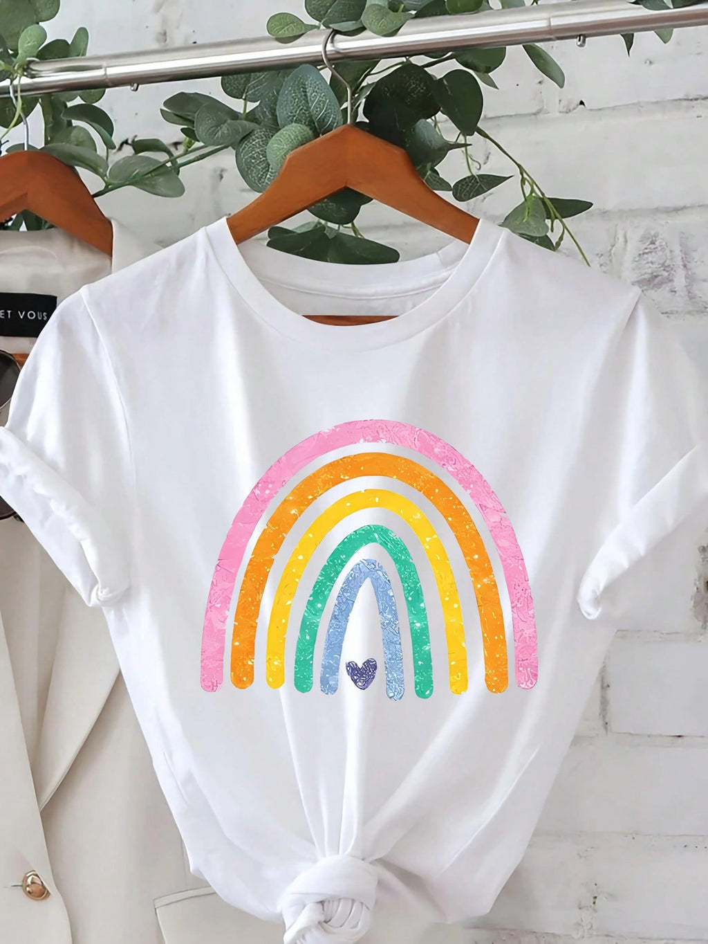 Cartoon Letter Graphic Print T Shirt, Short Sleeve Crew Neck Casual Top For Summer & Spring, Women's T-Shirt
