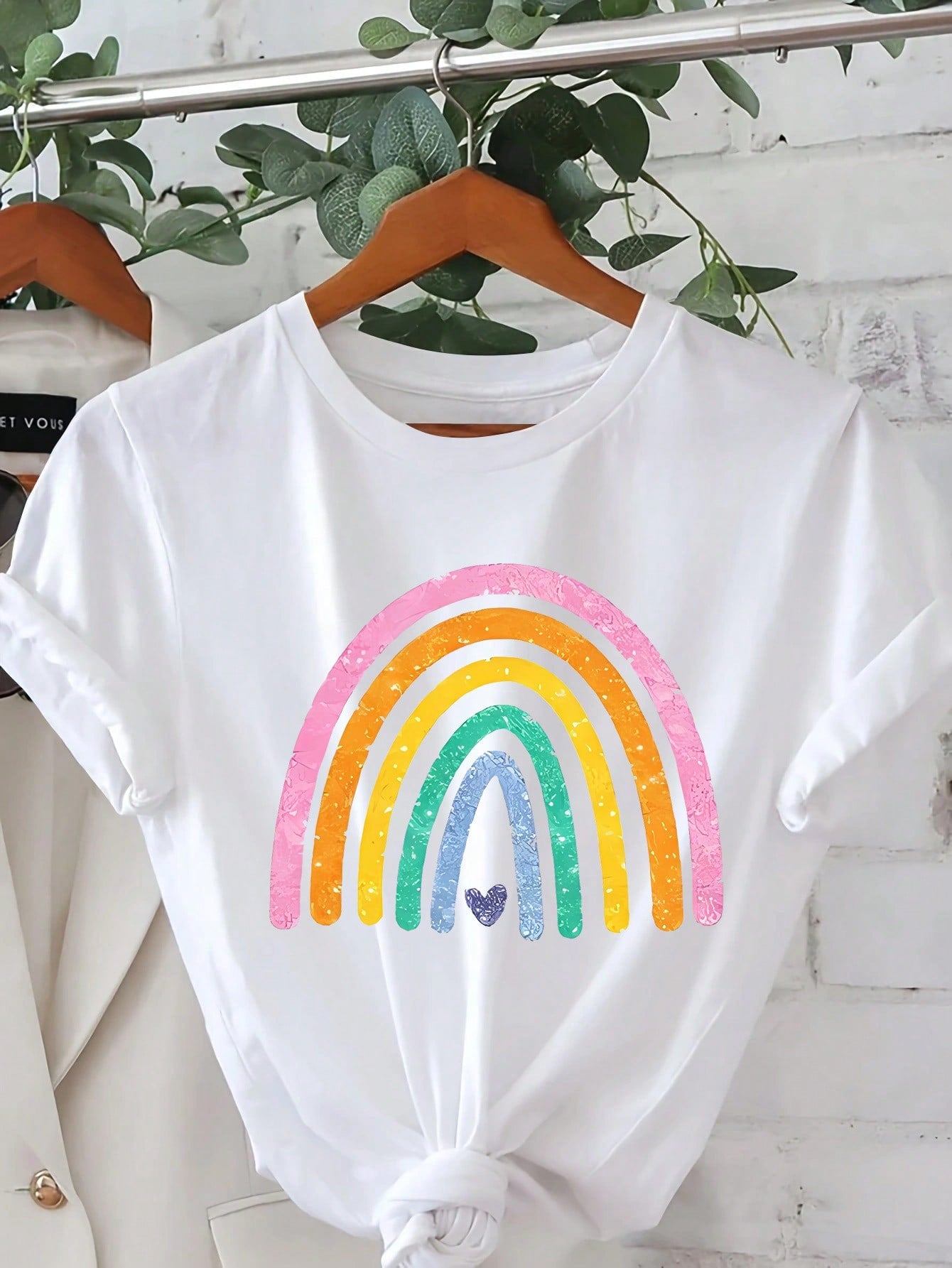 Cartoon Letter Graphic Print T Shirt, Short Sleeve Crew Neck Casual Top For Summer & Spring, Women's T-Shirt