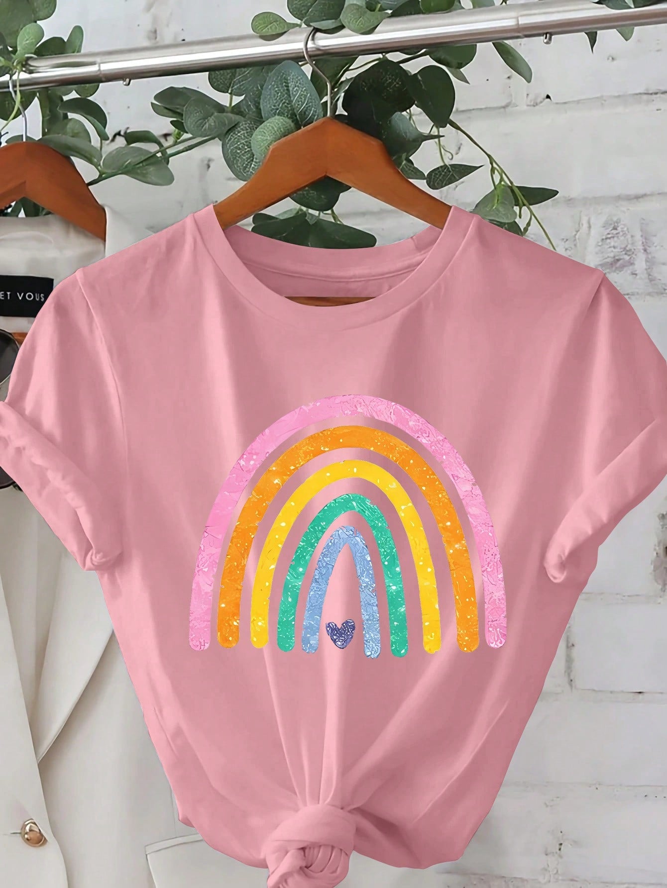 Cartoon Letter Graphic Print T Shirt, Short Sleeve Crew Neck Casual Top For Summer & Spring, Women's T-Shirt