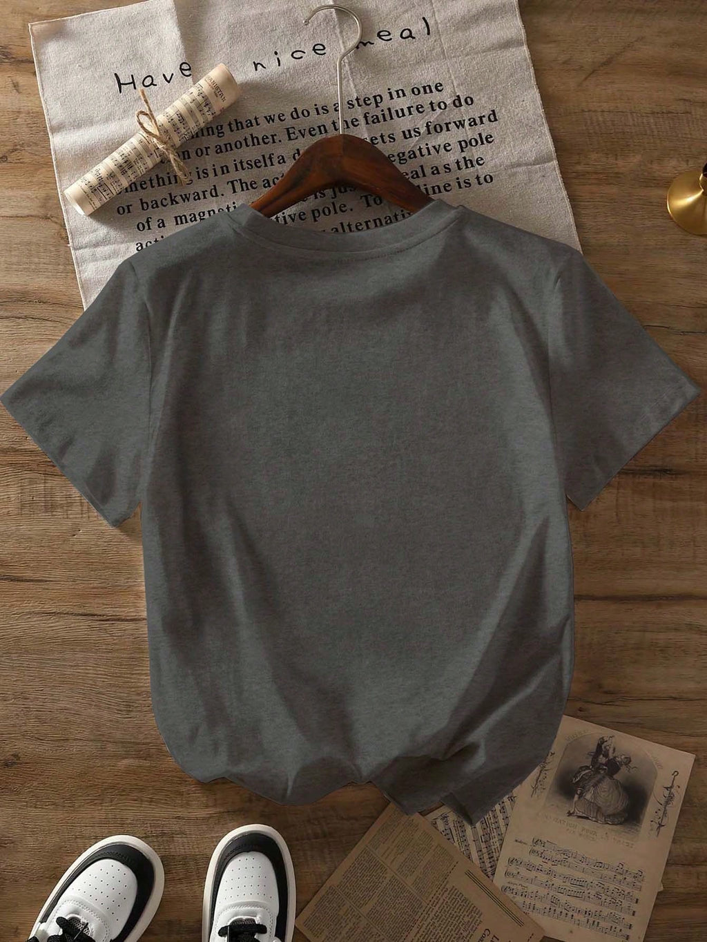 "Dancing With My Devil" Printed Casual Crew Neck Short Sleeve T-Shirt, Women's Summer Top.
