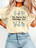 Pigeon Teacher Graphic Printed Casual Round Neck Short Sleeve T-Shirt Women's Summer Tops