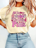 Wear Pink, Letters Graphic Printed Casual Round Neck Short Sleeve T-Shirt Women's Summer Tops
