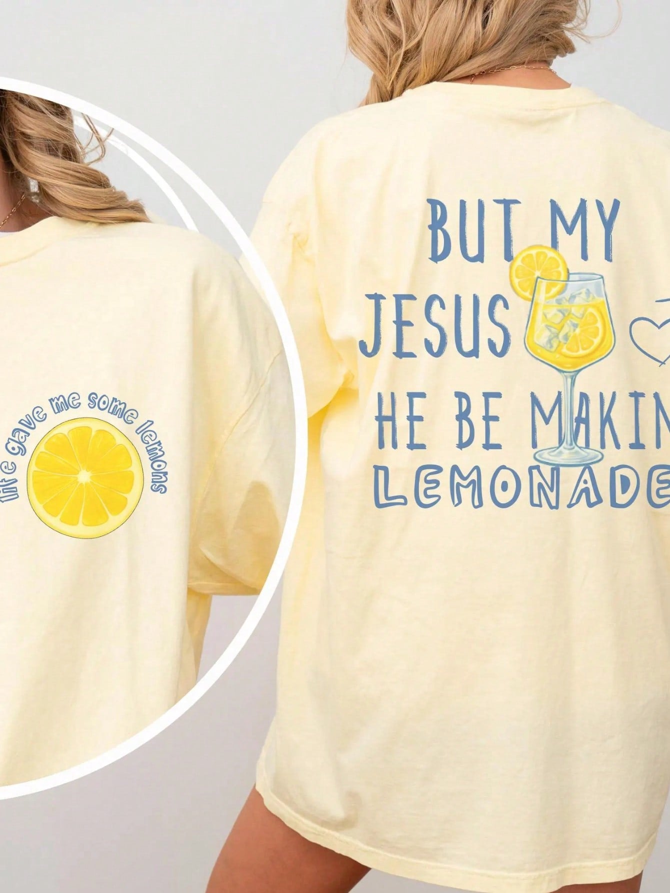 Life Gave Me Lemons. Printed Casual Round Neck Short-Sleeved T-Shirt, Women's Summer Top. Lightweight And Breathable Summer Top