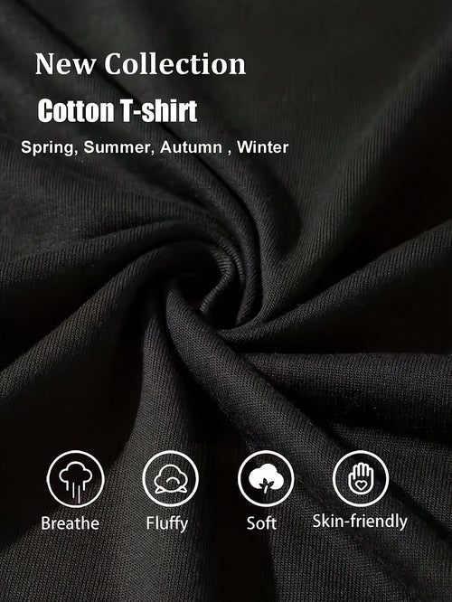 "Fun Smoking On The Computer" Crew Neck T-Shirt. Black Printed Design, Fashionable And Versatile, Casual Wear, Suitable For All Seasons, Short Sleeves, Regular Fit, Plus Size