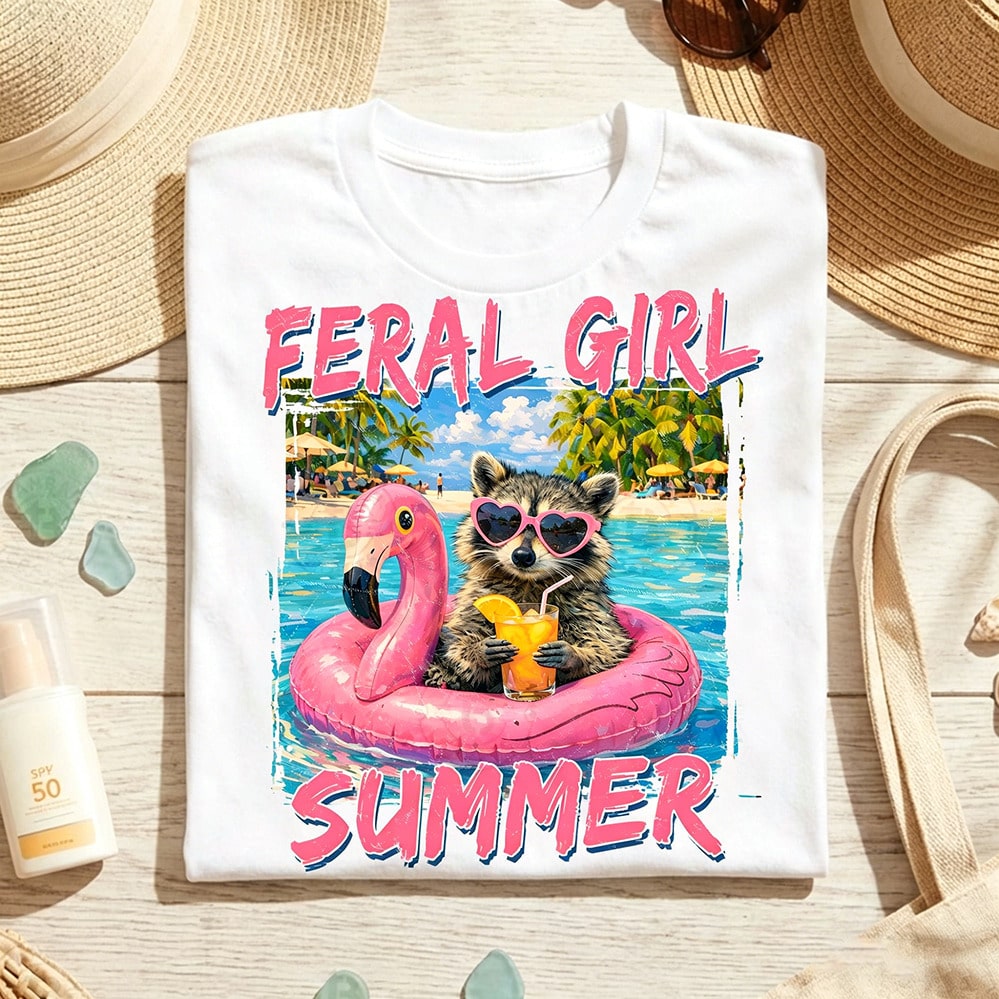 This Short-Sleeved Crew Neck Casual Top Features A Leopard Print, Wild Girl Style, And A Fun Raccoon Shirt Design, Perfect For Spring And Summer Wear. (Women's T-Shirt)