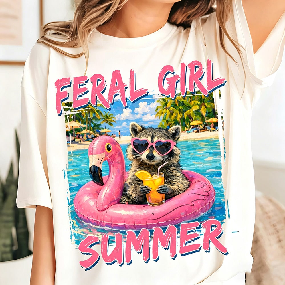 This Short-Sleeved Crew Neck Casual Top Features A Leopard Print, Wild Girl Style, And A Fun Raccoon Shirt Design, Perfect For Spring And Summer Wear. (Women's T-Shirt)