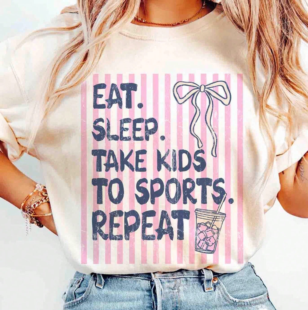 This Short-Sleeved Crew Neck Casual Top Features A Striped Theme: Eating, Drinking, Playing, Exercising With Kids, And A Recurring Baseball Mom Pattern, Perfect For Spring And Summer Wear. (Women's T-Shirt)