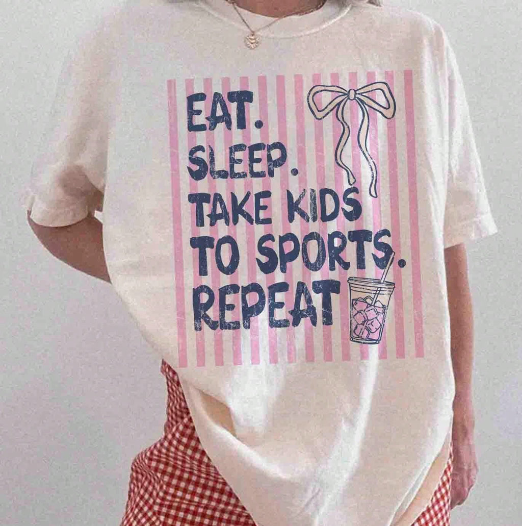 This Short-Sleeved Crew Neck Casual Top Features A Striped Theme: Eating, Drinking, Playing, Exercising With Kids, And A Recurring Baseball Mom Pattern, Perfect For Spring And Summer Wear. (Women's T-Shirt)