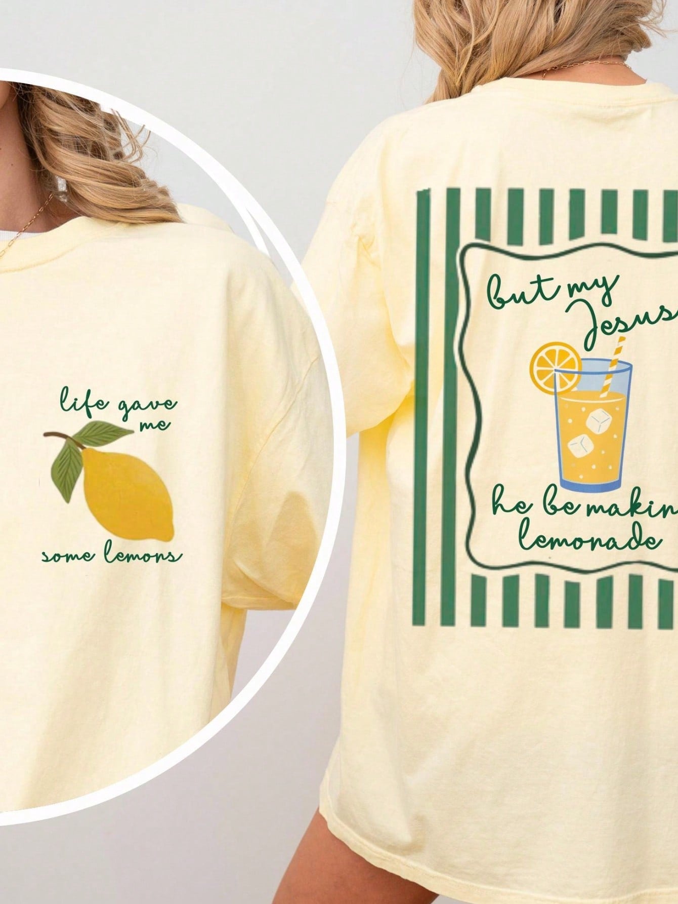 Life Gave Me Lemons. Printed Casual Round Neck Short-Sleeved T-Shirt, Women's Summer Top. Lightweight And Breathable Summer Top