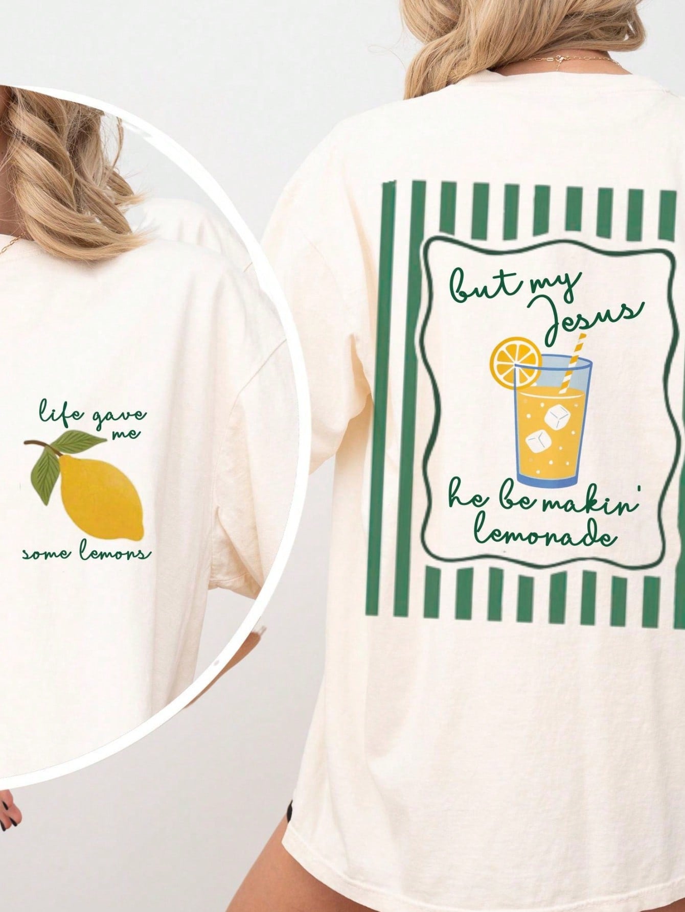Life Gave Me Lemons. Printed Casual Round Neck Short-Sleeved T-Shirt, Women's Summer Top. Lightweight And Breathable Summer Top