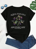 Graphic TeesOfficial Aqua Tofana Apothecary Women-Owned And Operated Shirt Crew Neck Pure Cotton T-Shirtcotton Summer Tops