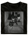 Black T-Shirt With A Humorous Cat Design, Suitable For All Genders, Perfect For Casual Wear Or As A Gift. The Material Is Of High Quality, Making It A Fashionable Choice For Everyday Wear Or Holiday Surprises, Available In Plus Sizes