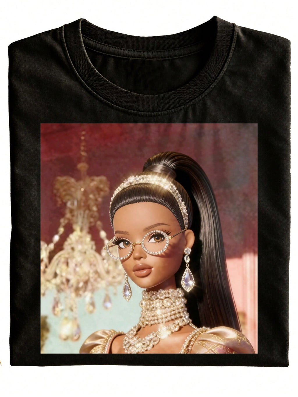 Fun And Charming Queen Print T-Shirt, Black Fashionable Gift For Her, Stylish Casual Wear, Suitable For Parties And Holidays, Plus Size