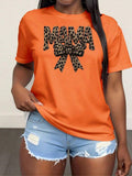 Plus Size Women's Crew Neck T-Shirt With Leopard Mama Print, Women's Fashion T-Shirt, Comfortable Round Neck Top, Soft Adorable Tees Tops