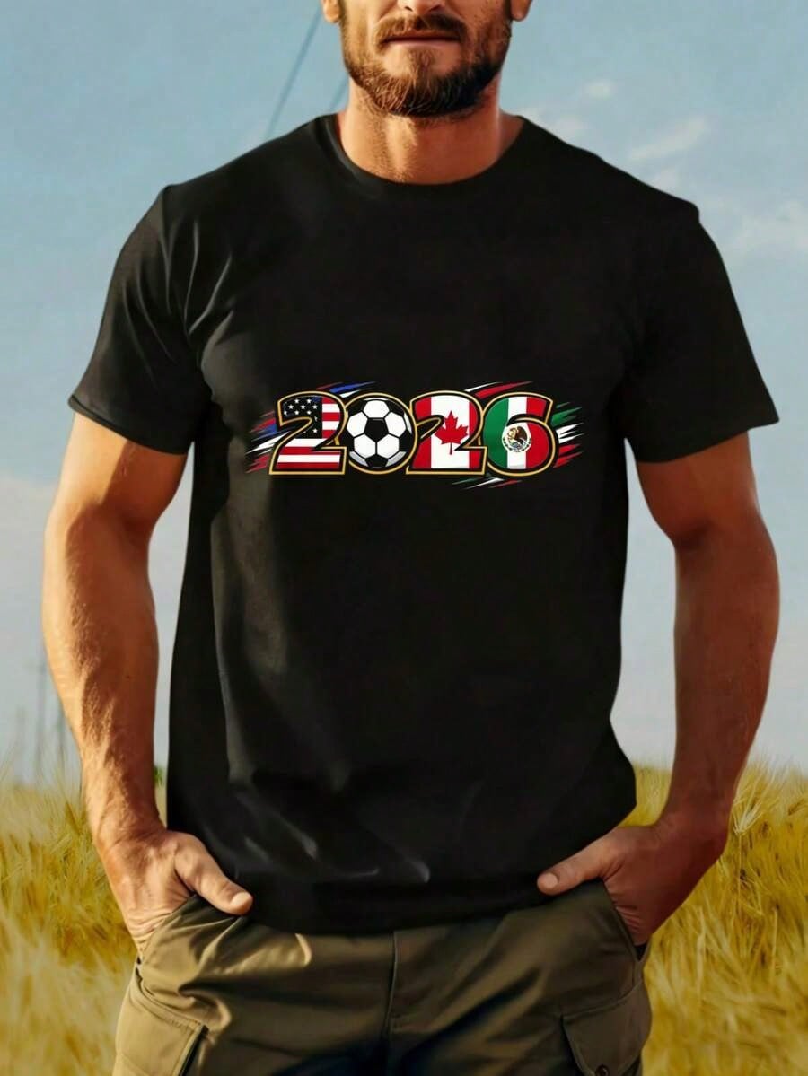 World Cup1psc2026 NEW 2026 World Cup Usa Canada Mexico Soccer Football Jersey T-Shirt Men Women Unisex Sports Fan Apparel Black Shirt Suitable For Holiday Gifts100%Cotton