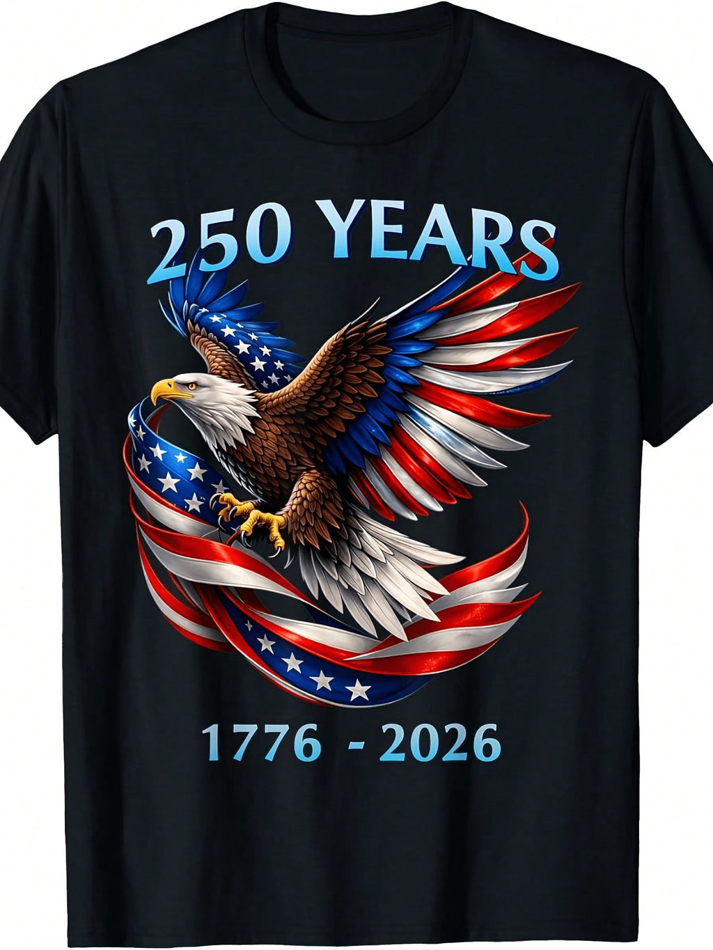 250th Anniversary Of American Independence 1776 2026 Patriotic Eagle T-Shirt Classic Crew Neck T-Shirt Regular Fit Breathable Casual Daily Wear_3 Men's Casual Black Printed T-Shirt Fashion Essential Short Sleeve Crew Neck Comfortable T-Shirt Top