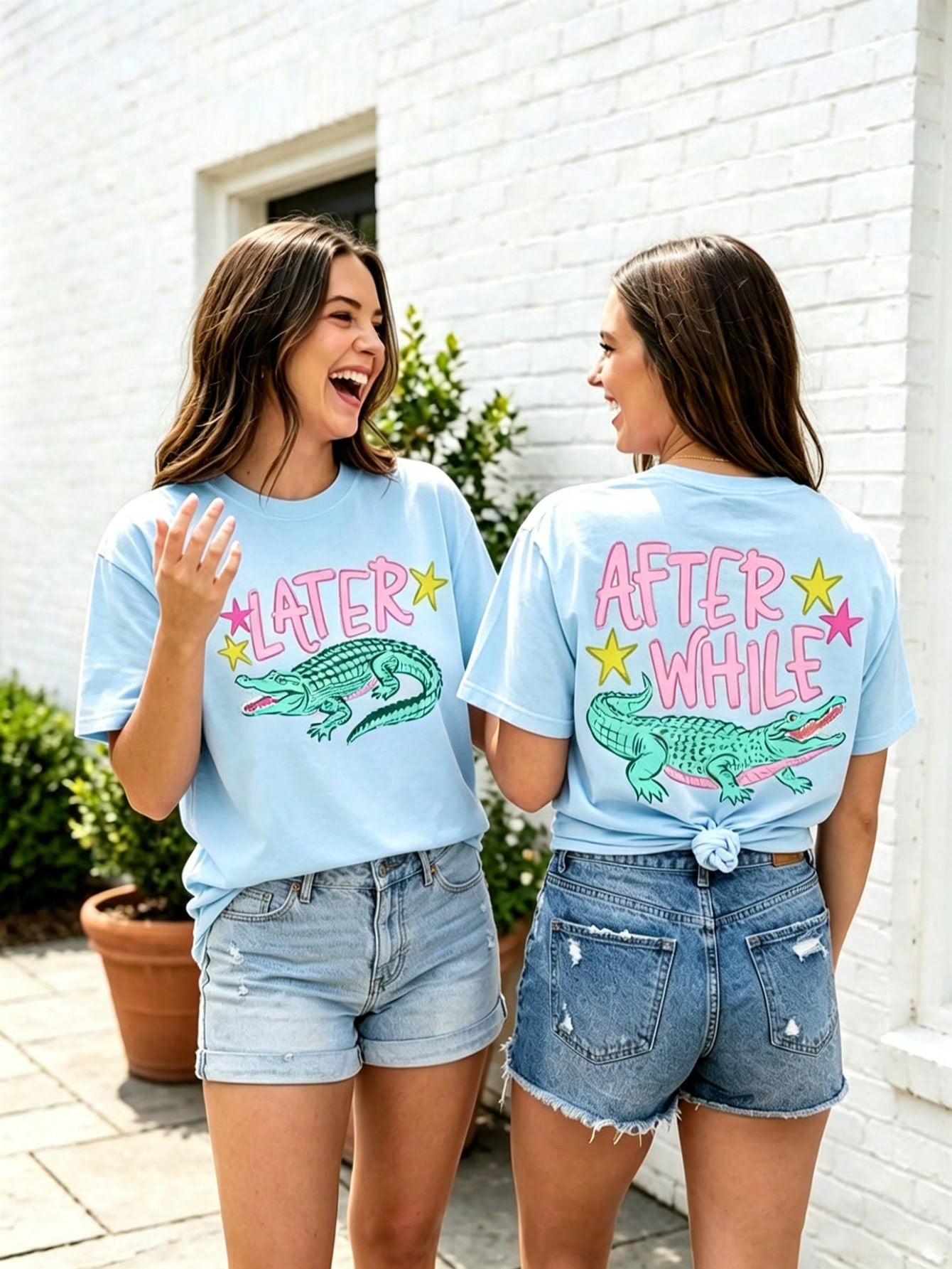 This Short-Sleeved Crew Neck Casual Top Features A Popular Crocodile Icon, Crocodile Tattoo, And Slogan Print, Making It Perfect For Spring And Summer. (Women's T-Shirt) Beach Outfits For Woman Top For Woman
