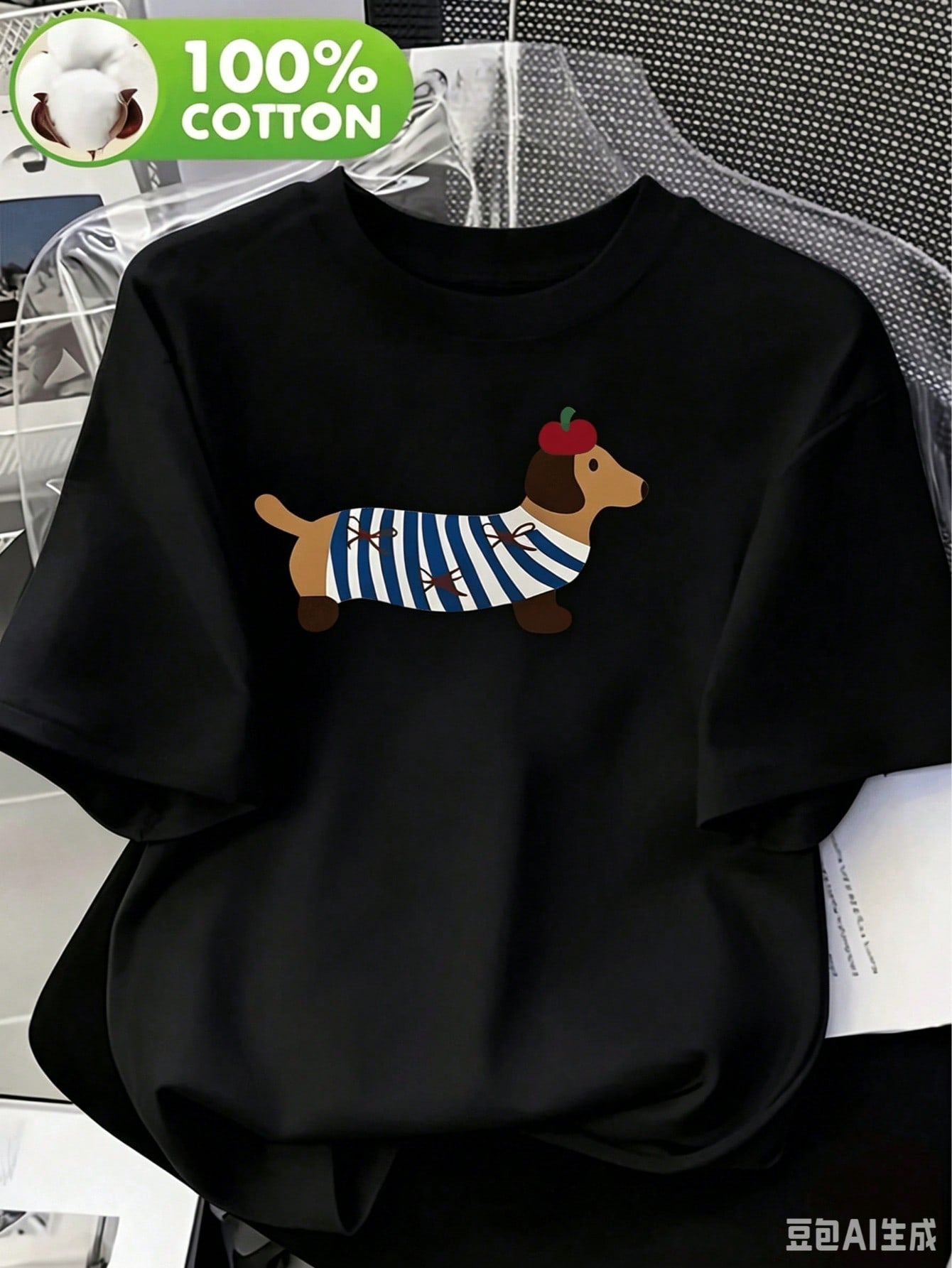 Best SellerSoft Women's Dachshund Print T-Shirt – New Summer Women's Casual T-Shirt, 100% Cotton, Round Neck Top, Featuring A Cute Dachshund Pattern, Suitable For Casual Wear, Machine Washable - 100% Cotton T-Shirt, Breathable Casual Daily Wear 100% Cotto