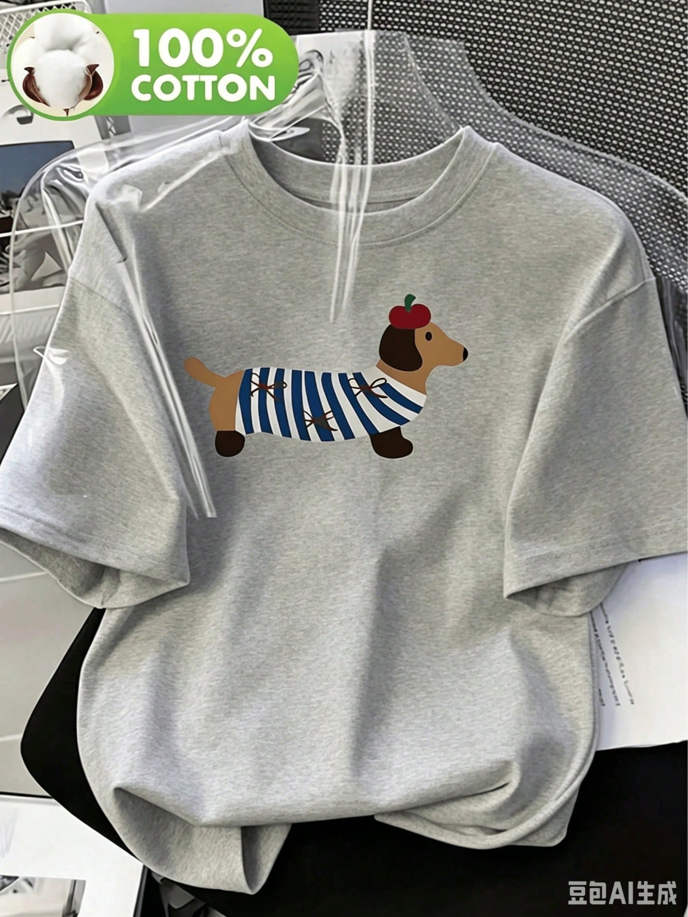 Best SellerSoft Women's Dachshund Print T-Shirt – New Summer Women's Casual T-Shirt, 100% Cotton, Round Neck Top, Featuring A Cute Dachshund Pattern, Suitable For Casual Wear, Machine Washable - 100% Cotton T-Shirt, Breathable Casual Daily Wear 100% Cotto