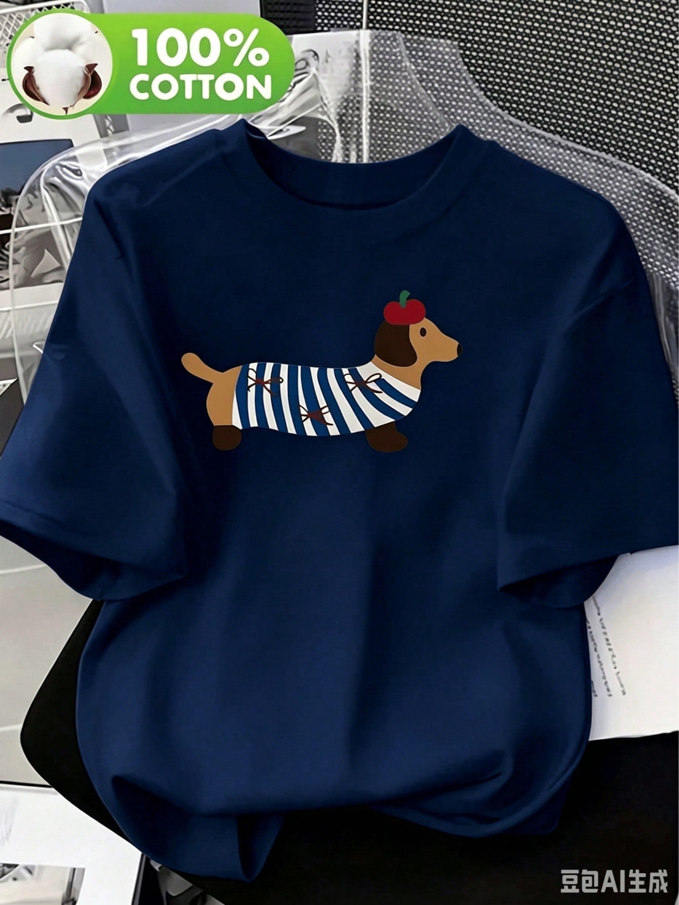 Best SellerSoft Women's Dachshund Print T-Shirt – New Summer Women's Casual T-Shirt, 100% Cotton, Round Neck Top, Featuring A Cute Dachshund Pattern, Suitable For Casual Wear, Machine Washable - 100% Cotton T-Shirt, Breathable Casual Daily Wear 100% Cotto
