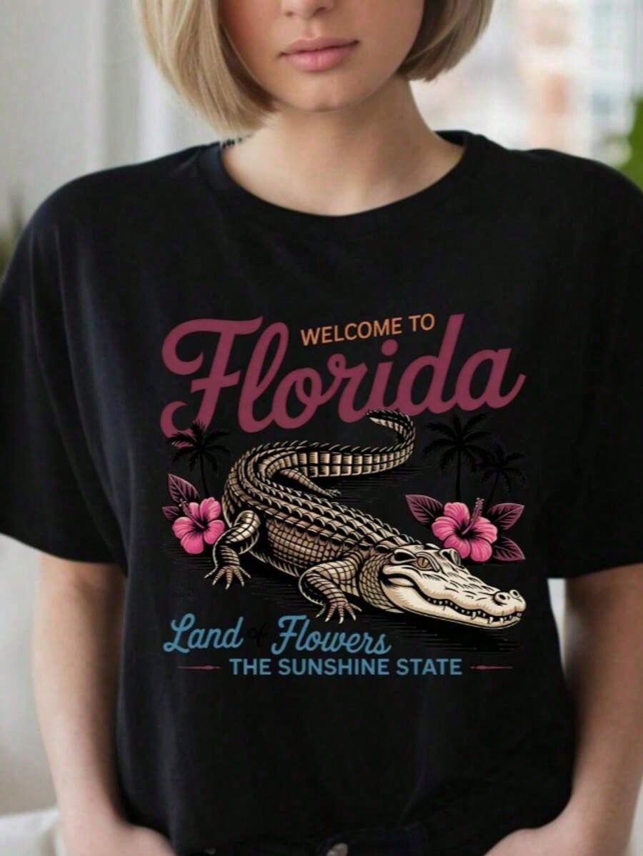 FashionComfort Colots Florida Shirt, Florida Tee, Florida T-Shirt, Aesthetic Graphic Tee, Sunshine State Florida Shirt, Summer Tshirt Gift Summer Oversized Tshirts For Women Dresses For Womentrend