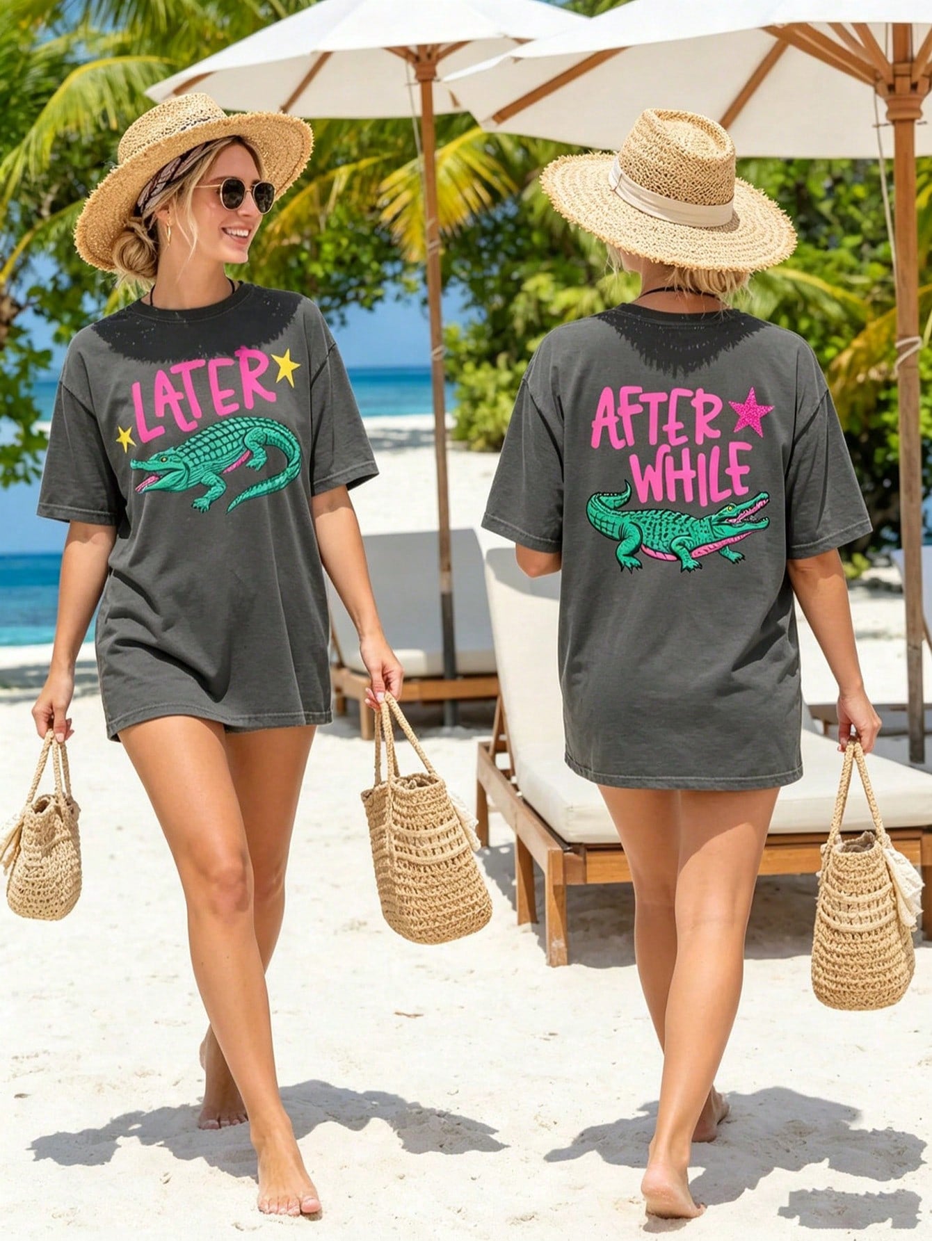 Later Gator Tee, After While Crocodile Youth Or Women's Shirt, Front & Back Shirt, Viral Shirt, Funny Summer Graphic Shirt