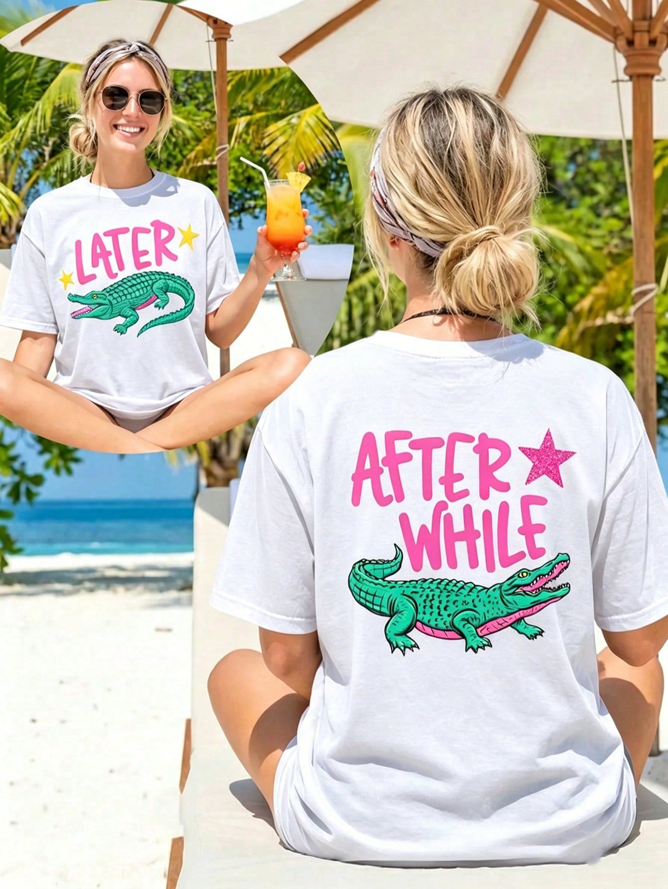 Later Gator Tee, After While Crocodile Youth Or Women's Shirt, Front & Back Shirt, Viral Shirt, Funny Summer Graphic Shirt