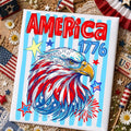 Patriotic Eagle Head America 1776 Tee - Summer 4th Of July Festive Casual T-Shirt For Women Fourth Of July Outfits Women Vacation Outfit Women