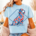 Preppy Camo Labrador 4th Of July Patriotic Dog Hunting Graphic T-Shirt Summer 4th Of July Casual Holiday T-Shirt For Women