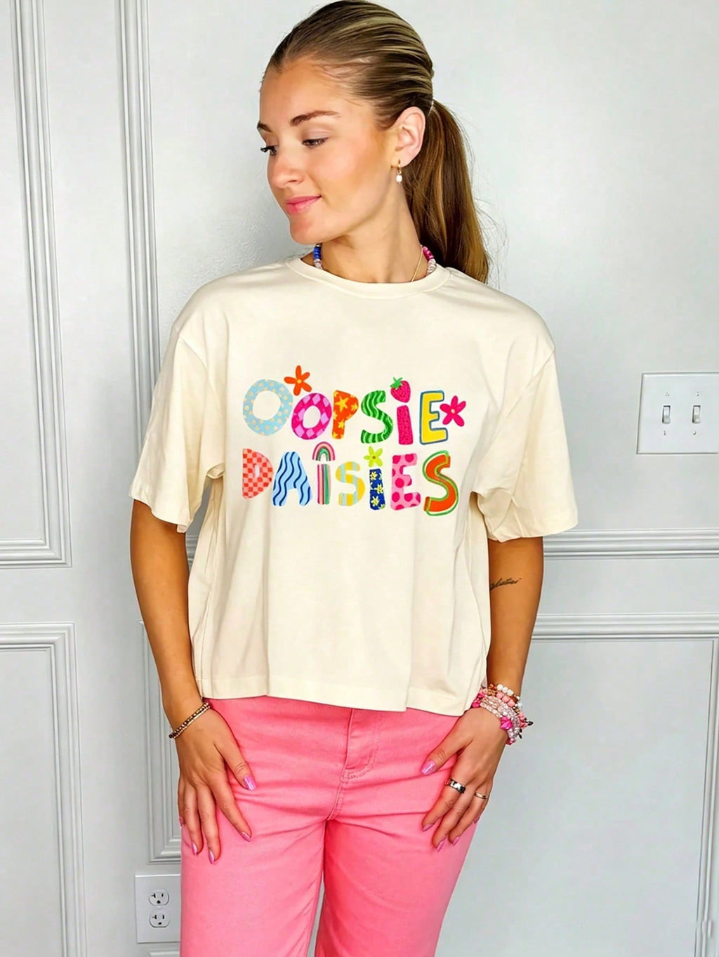 Oopsie Daisies Retro Vibes! Vacation Outfit Women, Cute Beach Outfit For Woman Summer Top
