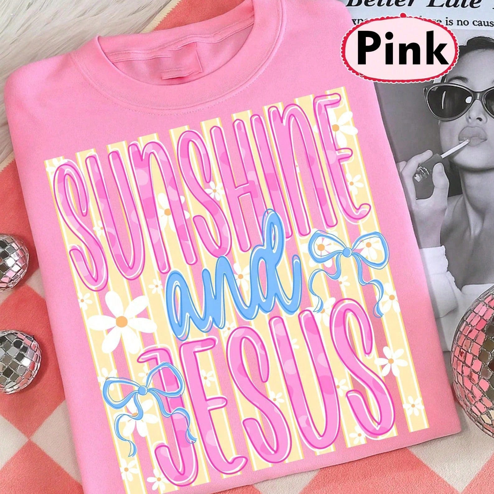 Pink Top Sunshine & Jesus Coquette Summer Top | Beach Outfit For Woman Vacation Outfit Women