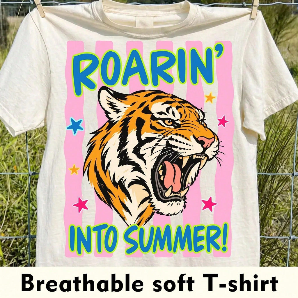 Preppy Tiger Roarin' Into Summer Wild Top | Bold Beach Outfit For Woman, Vacation Outfit Women