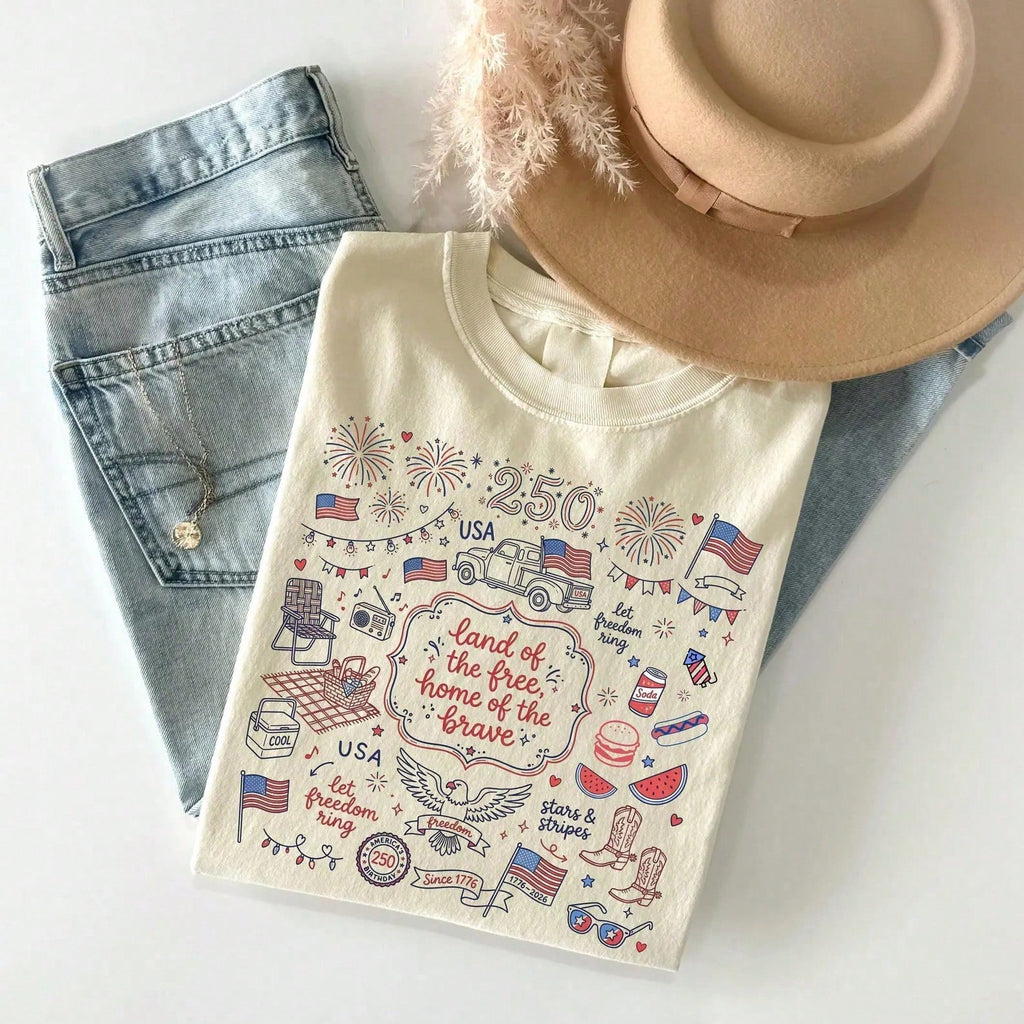 Women America 250 4th Of July Graphic Tee Independence Day US Flag Print T-Shirt Summer Holiday Festival Casual Loose Fit Top