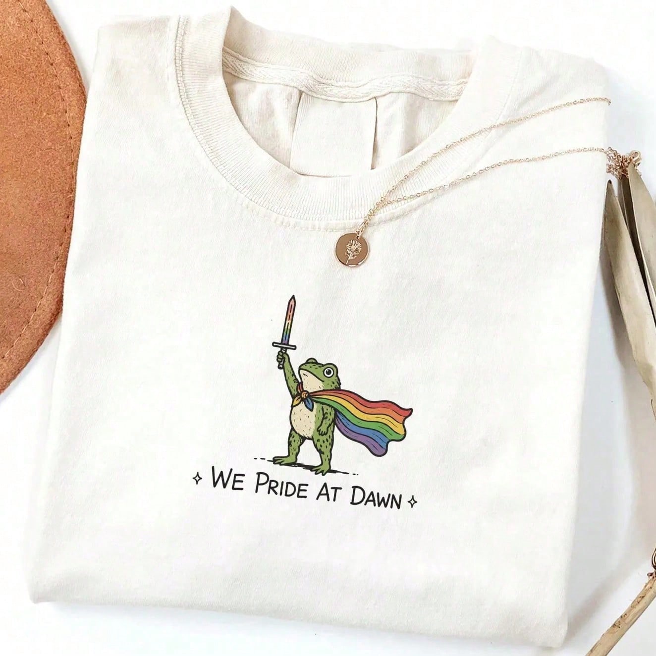 LGBTQ Pride Frog Knight Sword Graphic Tee Aesthetic Rainbow Cape Warrior Cute Animal T-Shirt American Meme Quote Casual Summer Short Sleeve Top