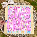 Give Grace Graphic Tee Retro Faith Blessing Quote Cute Star Pastel Stripes Loose Fit Summer Tops For Women T-Shirt