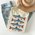 Patriotic Fish American Flag Graphic Tee Womens Country Western Fishing T-Shirt 4th Of July Outdoorsy Graphic Top Vintage Southern Aesthetic Tshirt