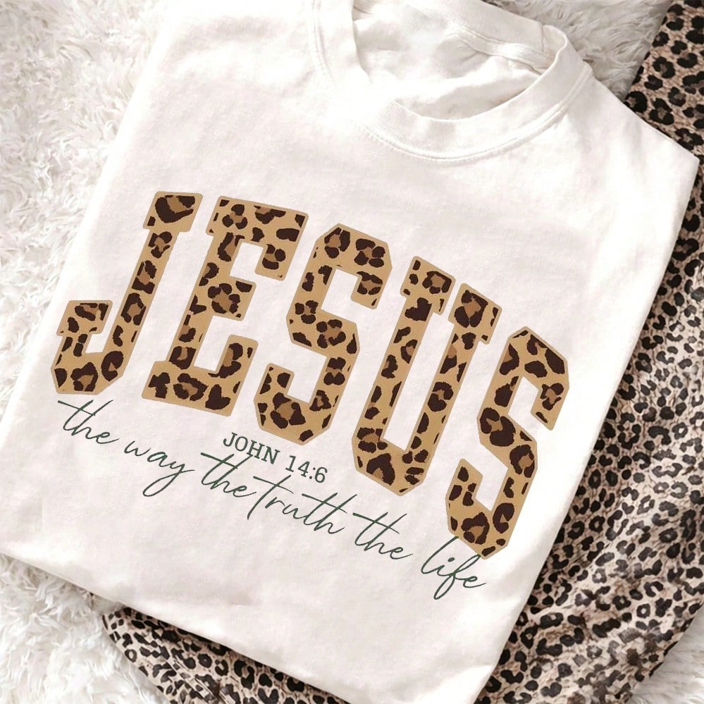 Women's Graphic T-Shirt Jesus Faith Letter Print Summer Top Vintage Casual Loose Tee Aesthetic Streetwear Going Out Tops Vacation New