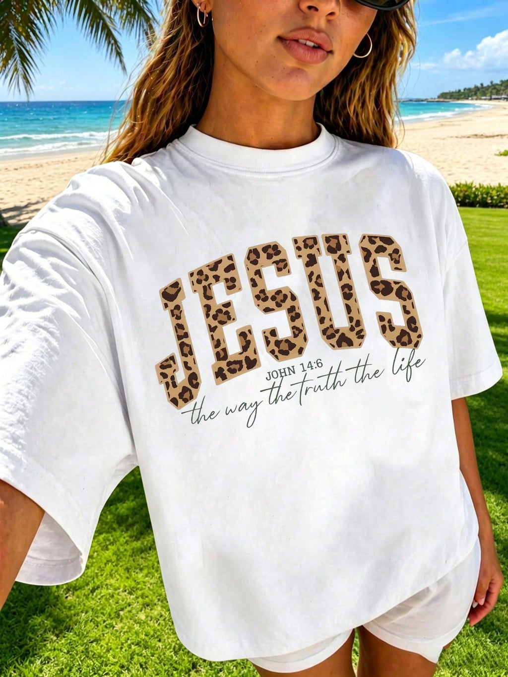 Women's Graphic T-Shirt Jesus Faith Letter Print Summer Top Vintage Casual Loose Tee Aesthetic Streetwear Going Out Tops Vacation New
