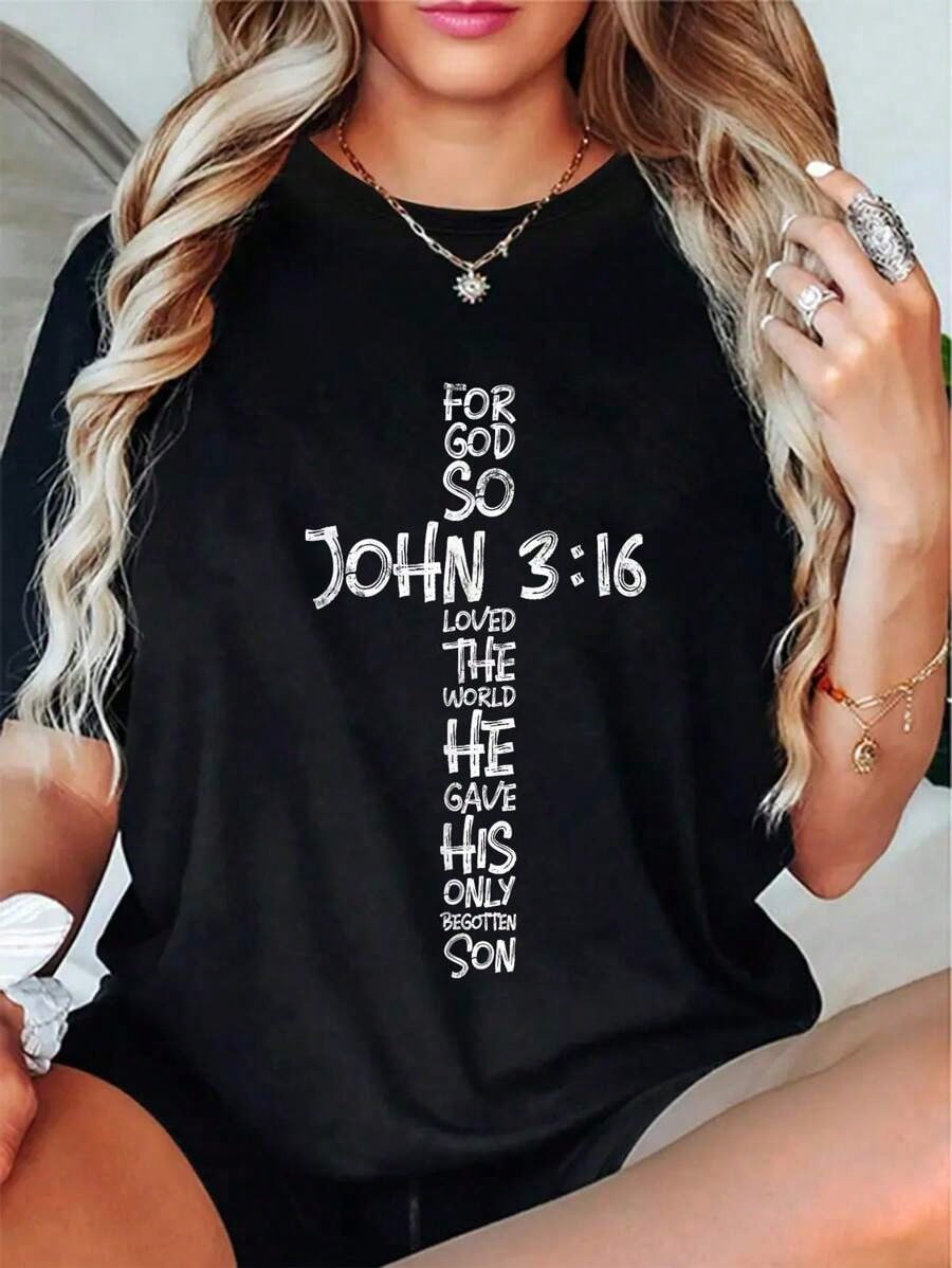 John 3:16 Christian Tee - 100% Cotton Religious Design, Ideal Gift & Daily Casual Wear