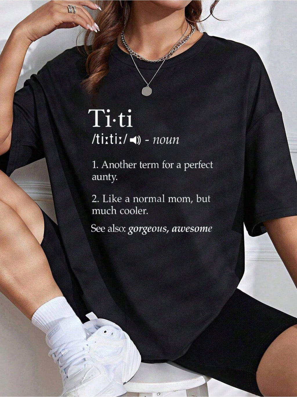 Best Aunt Ever Definition Printed Crew Neck T-Shirt Funny Auntie Casual Gift Tee For Women