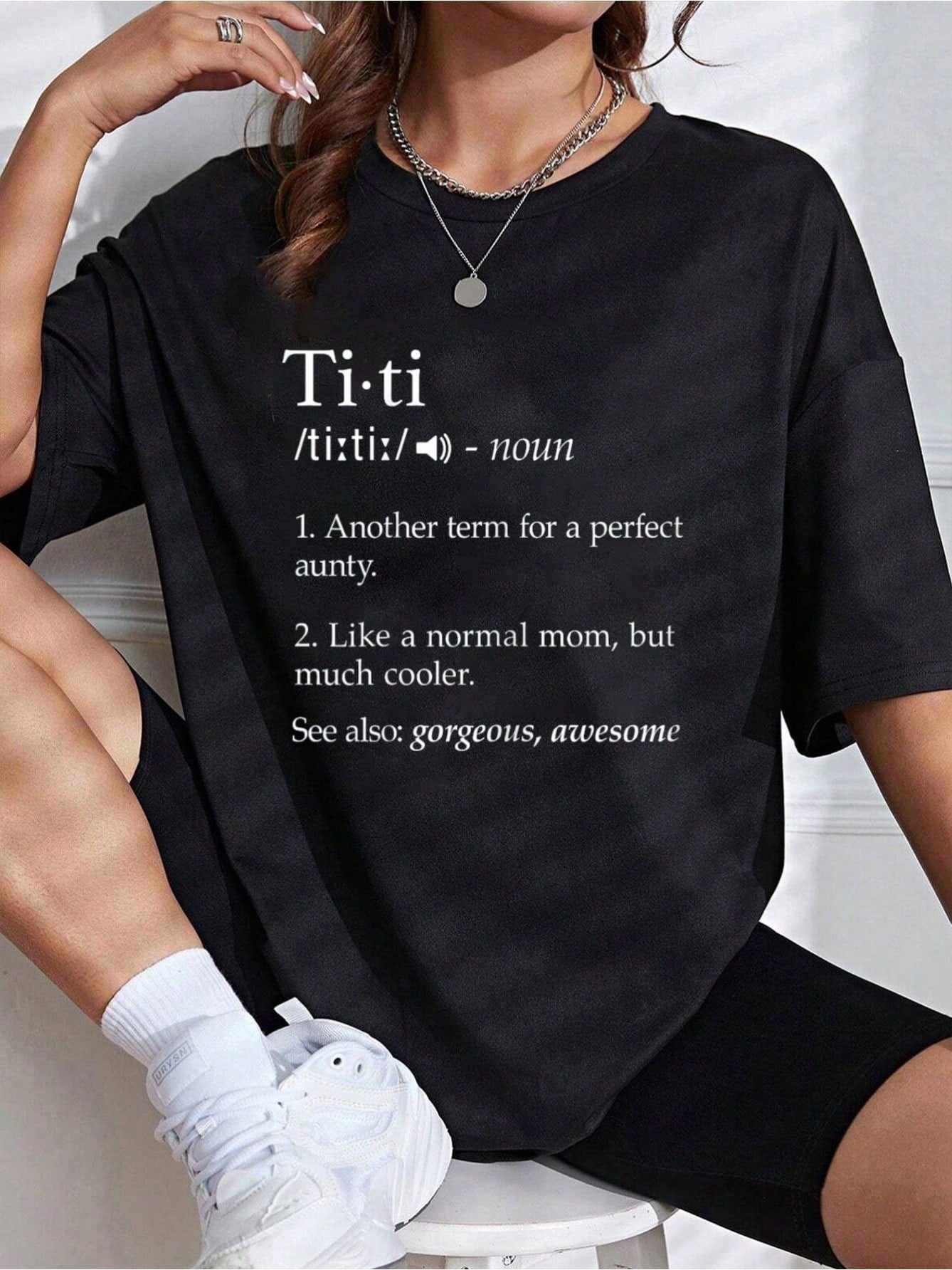 Best Aunt Ever Definition Printed Crew Neck T-Shirt Funny Auntie Casual Gift Tee For Women
