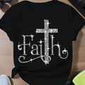 Faith Cross Sparkling Tee - Plus Size Cotton Crew Neck, Stylish Top for Fitness, Daily Looks & Presents（副本）